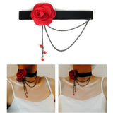 Gothic Lace Choker Red Rose Necklace Wedding Jewelry Women Lace Collar Choker