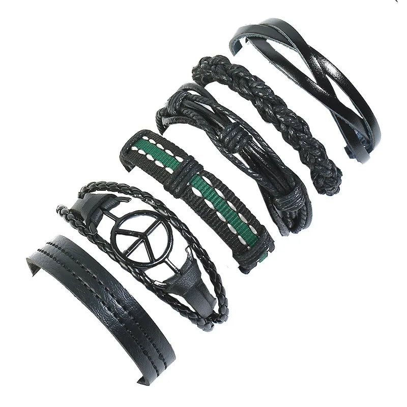 Gothic Leather Bracelets Spikes Stud Cuff Punk Rock Set
