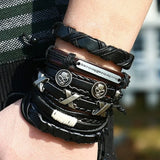 Gothic Leather Bracelets Spikes Stud Cuff Punk Rock Set