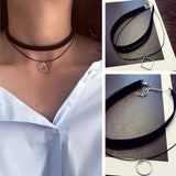 Gothic Lolita Punk Triangle Choker Necklace Velvet Steampunk Tattoo Necklaces