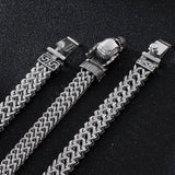 Gothic Mens Skull Bracelet Stainless Steel Ghost Chain Punk Skeleton Jewelry