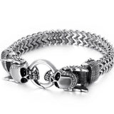 Gothic Mens Skull Bracelet Stainless Steel Ghost Chain Punk Skeleton Jewelry