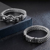 Gothic Mens Skull Bracelet Stainless Steel Ghost Chain Punk Skeleton Jewelry