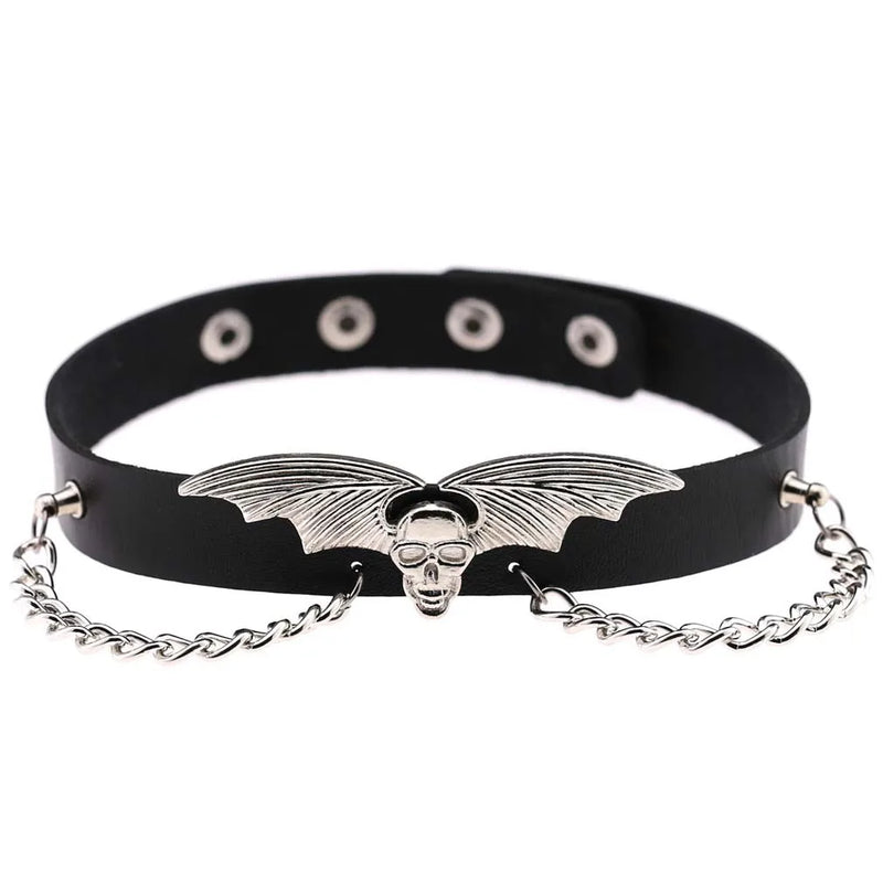 Gothic Metal Heart Choker Harajuku Punk Bat Wing Necklace