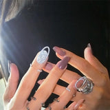 Gothic Metal Thin Nail Rings for Women Finger Tip Cover Ring