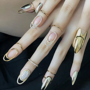 Gothic Metal Thin Nail Rings for Women Finger Tip Cover Ring