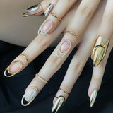 Gothic Metal Thin Nail Rings for Women Finger Tip Cover Ring