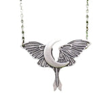 Gothic Moon Moth Necklace Halloween Witch Jewelry