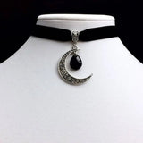 Gothic Moon Neck Velvet Crescent Choker Necklace Witchy Gift Pendant