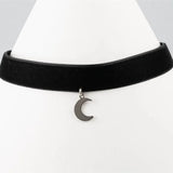 Gothic Moon Neck Velvet Crescent Choker Necklace Witchy Gift Pendant