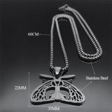 Gothic Moth Statement Necklace Stainless Steel Goth Butterfly Pendant