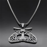 Gothic Moth Statement Necklace Stainless Steel Goth Butterfly Pendant