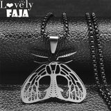 Gothic Moth Statement Necklace Stainless Steel Goth Butterfly Pendant