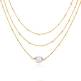 Gothic Layer Chains Pearl Choker Necklace Stainless Steel Wedding Gift