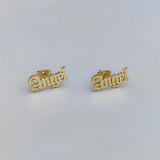 Gothic Name Stud Earrings Stainless Steel Jewelry Personalized Gift