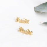 Gothic Name Stud Earrings Stainless Steel Jewelry Personalized Gift