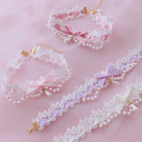 Gothic Lace Choker Necklace Retro Lolita Accessories Sweet Pearl Bowknot Choker