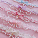 Gothic Lace Choker Necklace Retro Lolita Accessories Sweet Pearl Bowknot Choker
