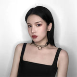 Gothic Punk Leather Heart Spike Collar Choker Necklace