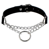 Gothic Punk Leather Heart Spike Collar Choker Necklace