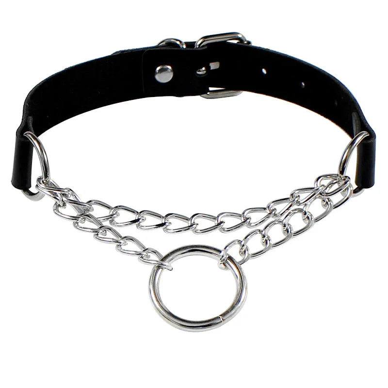 Gothic Punk Leather Heart Spike Collar Choker Necklace