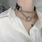 Gothic Punk Leather Heart Spike Collar Choker Necklace