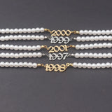 Gothic Number Pearl Bracelet 1993-2001 Stainless Steel Birth Year Charm Bracelet