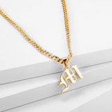 Gothic Old English Initial Capital Pendant Necklace 18K Stainless Steel