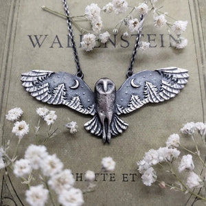 Gothic Owl Night Moon Forest Pendant Necklace Punk Hip Hop Retro Men And Women