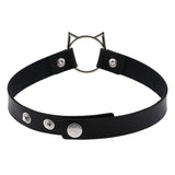 Gothic PU Leather Cat Spike Rivet Collar Choker Necklace for Women
