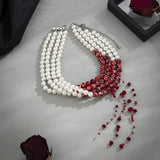 Gothic Pearl Blood Drop Necklace Short Choker Tassel Multilayer Neck Jewelry