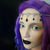 Gothic Pentagram Head Chain Wizard Crystal Hair Band Goth Halloween Accessories
