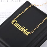 Gothic Custom Name Necklace Stainless Steel Old English Name Men Punk Jewelry