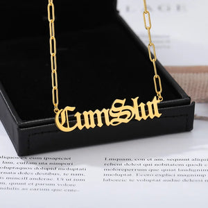 Gothic Custom Name Necklace Stainless Steel Old English Name Men Punk Jewelry