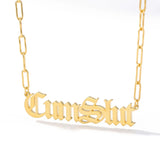 Gothic Custom Name Necklace Stainless Steel Old English Name Men Punk Jewelry