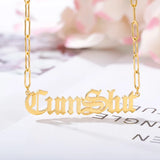 Gothic Custom Name Necklace Stainless Steel Old English Name Men Punk Jewelry