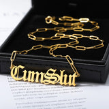 Gothic Custom Name Necklace Stainless Steel Old English Name Men Punk Jewelry