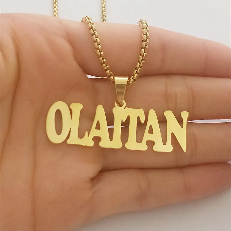 Gothic Personalized Name Necklace Pendant Chain Maxi Colar Women Bijoux Femme