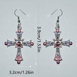 Gothic Pink Cross Necklace Y2K Purple Zircon Punk Pendant Necklace
