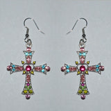 Gothic Pink Cross Necklace Y2K Purple Zircon Punk Pendant Necklace