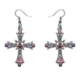 Gothic Pink Cross Necklace Y2K Purple Zircon Punk Pendant Necklace