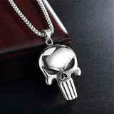 Gothic Skull Pendant Necklace Men's Chain Stainless Steel Biker Necklace