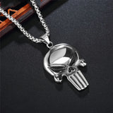Gothic Skull Pendant Necklace Men's Chain Stainless Steel Biker Necklace