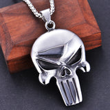 Gothic Skull Pendant Necklace Men's Chain Stainless Steel Biker Necklace