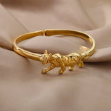Leopard Bracelet Bangle Stainless Steel Elephant Open Party Jewelry