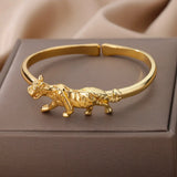 Leopard Bracelet Bangle Stainless Steel Elephant Open Party Jewelry