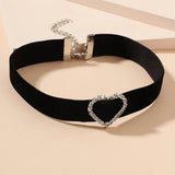 Gothic Punk Velvet Heart Choker Crystal Necklace Vintage Jewelry