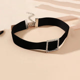 Gothic Punk Velvet Heart Choker Crystal Necklace Vintage Jewelry