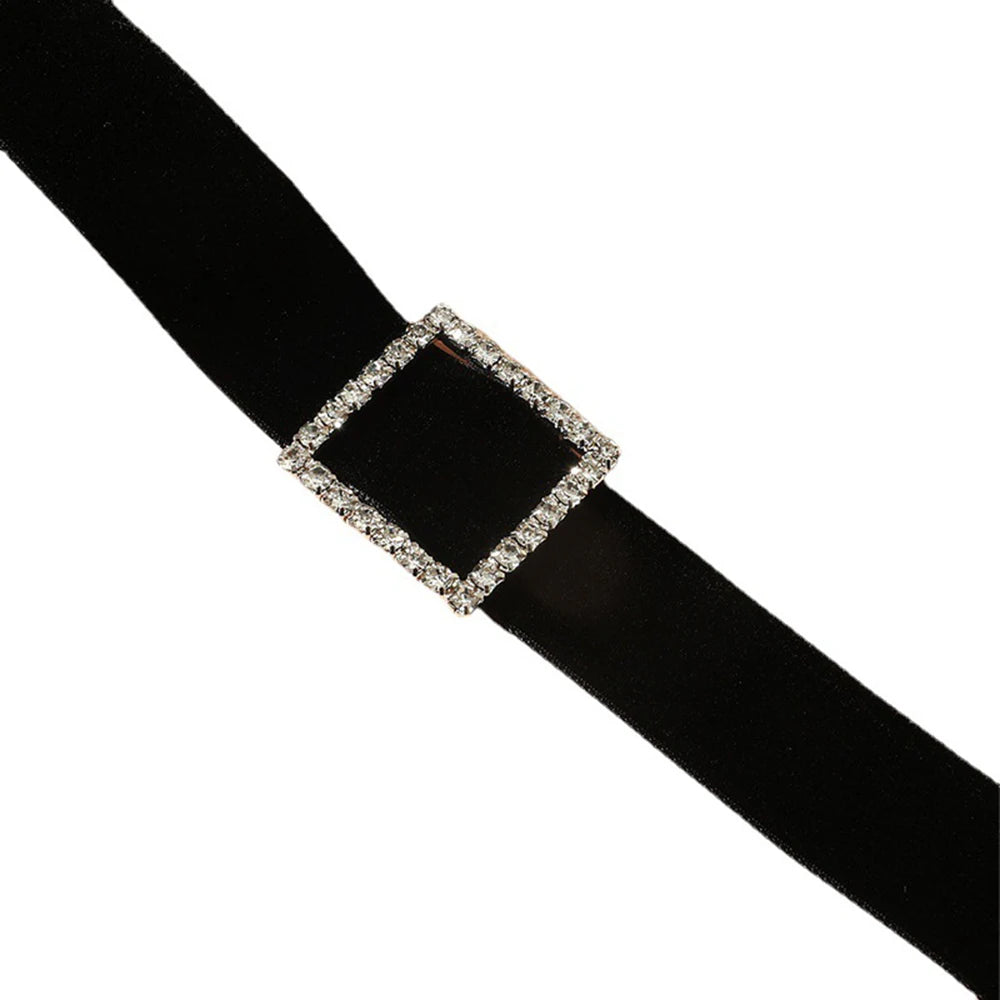 Gothic Punk Velvet Heart Choker Crystal Necklace Vintage Jewelry
