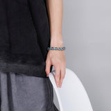 Gothic Punk Skull Head Bracelet Stainless Steel Beads Bangle